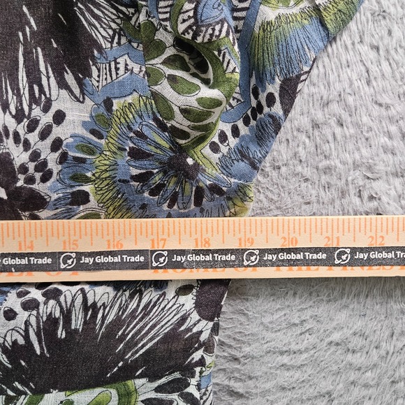 Lafayette 148 Shirt Top Women Size‎ 10 Linen Blend Ruffle Geometric Summer - Picture 8 of 10